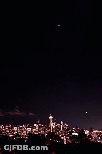 City At Night With Space Needle GIF