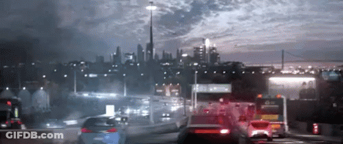 City At Night With Sydney Bus GIF