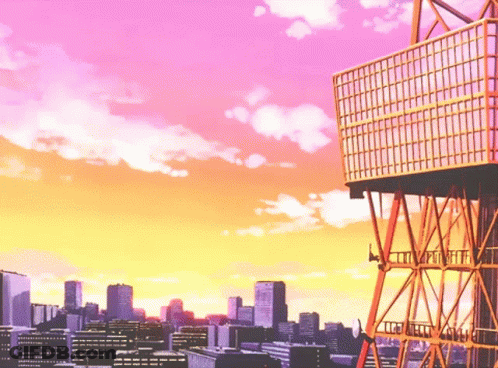 City At Sunset With Tower GIF