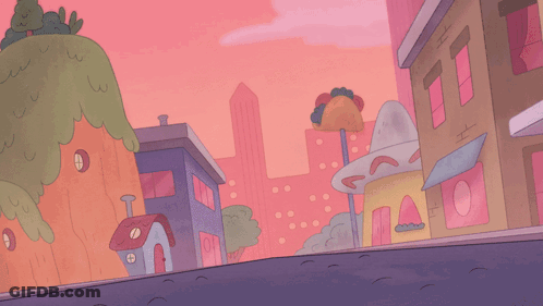 City Drawing With Buildings And Taco GIF