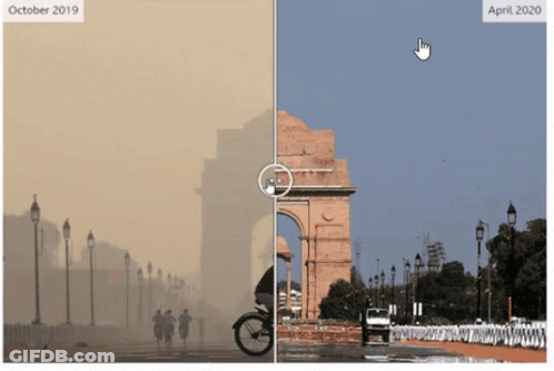 City In October And April 2020 GIF