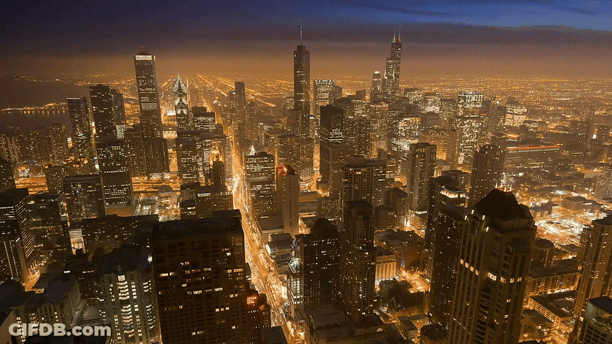 City Night Sky Sparkling Lights GIF