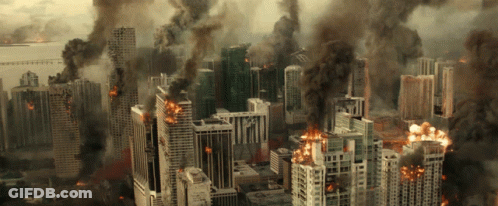 City On Fire With Smoke GIF