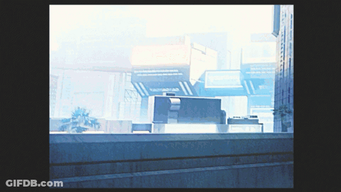 City Painting With Buildings And Trees GIF