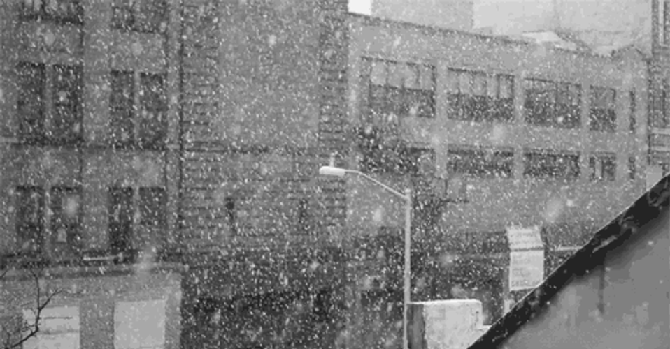 City Scene Snow Falling GIF