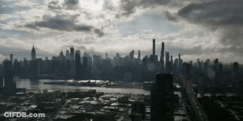 City Skyline Aerial View With River GIF