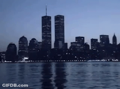 City Skyline Reflected In Water GIF
