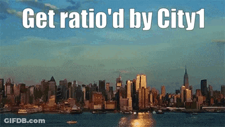 City Skyline Saying Get Ratio'd By City1 GIF
