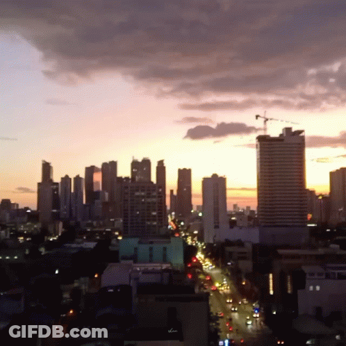 City Skyline Sunset With Allianz Buildings GIF