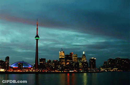City Skyline With Very Tall Tower GIF