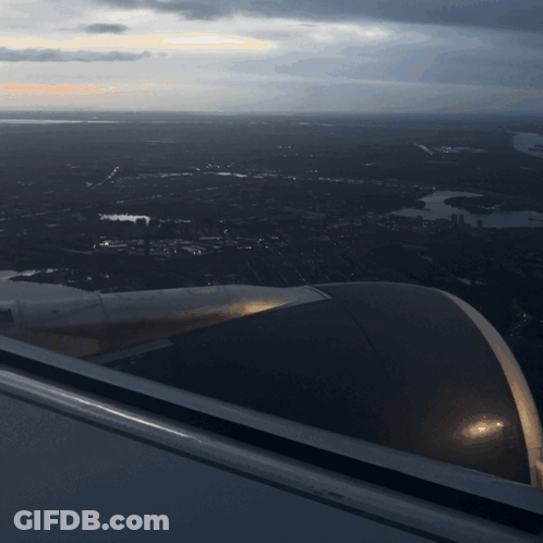 City View From Airplane Wing GIF