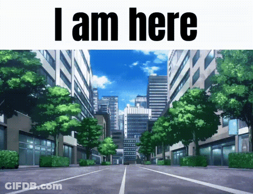 City With I Am Here Text GIF