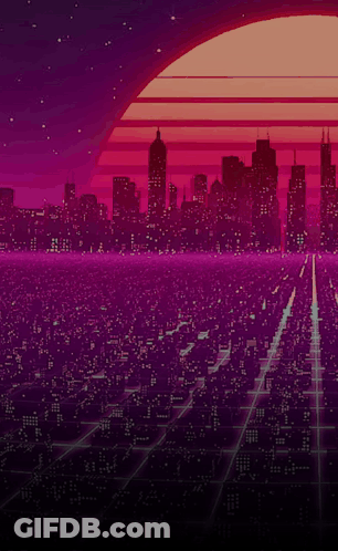 City With Sunset GIF