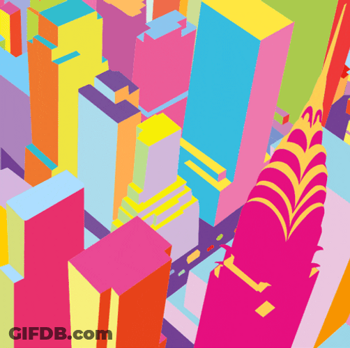 Cityscape Colorful Buildings GIF
