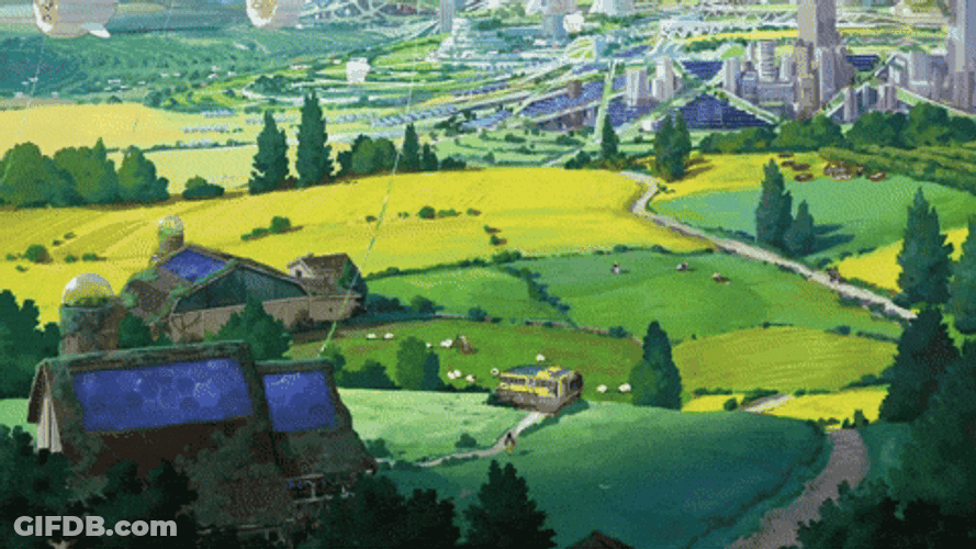 Cityscape Green Pasture GIF