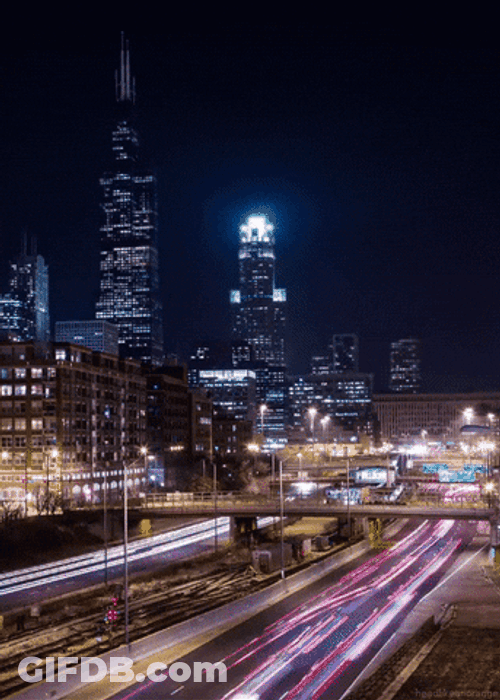Cityscape Night View Cars Moving GIF