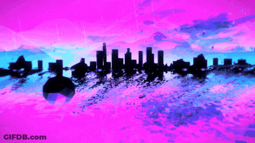 Cityscape Purply Sky Reflection GIF