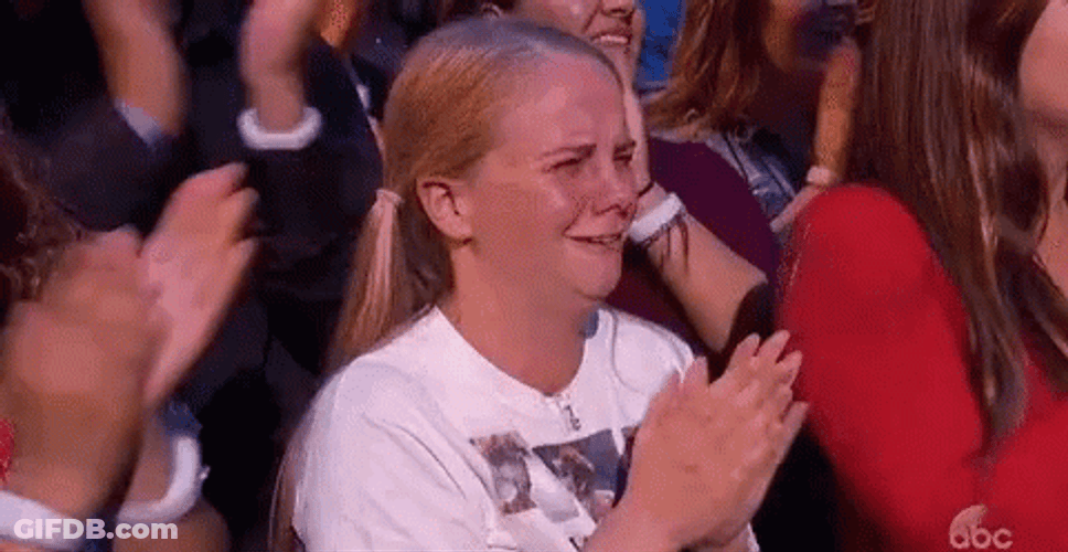 Clapping And Crying Happy Fan GIF