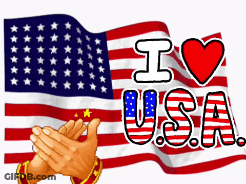 Clapping Hands American Flag I Love USA GIF