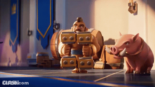 Clash Game Man Holding Barrel With Pig GIF