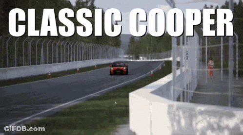 Classic Cooper Driving On Race Track GIF