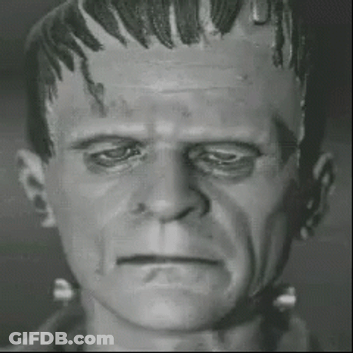 Classic Frankenstein Monster Skull Transition GIF