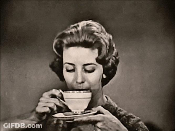 Classic Lady Drinking Cafe GIF