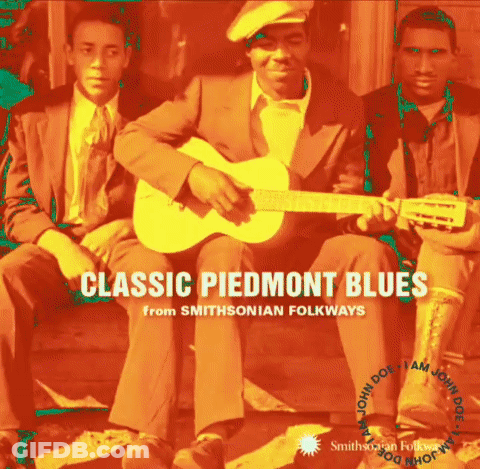 Classic Piedmont Blues Man Playing Guitar GIF