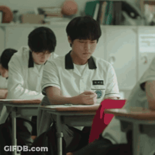 Classroom Students One In White Shirt Black Collar GIF
