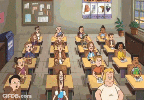 Classroom With Food Groups Sign GIF
