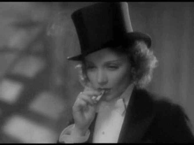 Classy Marlene Dietrich Smoking GIF