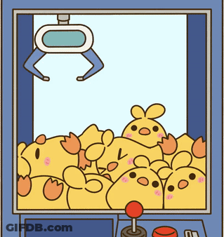 Claw Machine Filled With Yellow Chicks GIF