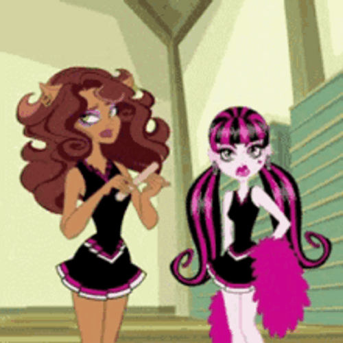 Clawdeen Draculaura Cheerleader Monster High School GIF