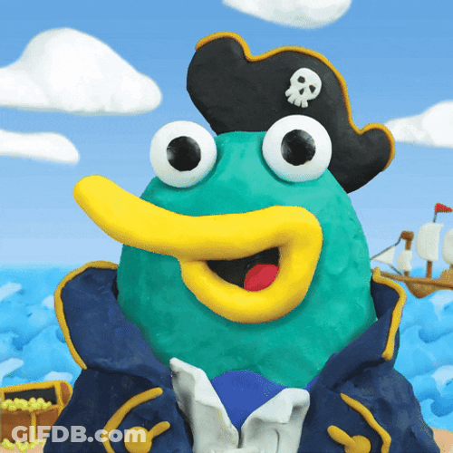 Clay Cartoon Pirate Parrot Smiling GIF