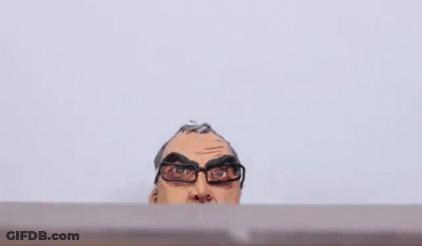 Clay Puppet Bielsa Using Binocolars GIF