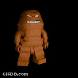 Clayface Agrees Written On A Black Background With A Lego Figure GIF