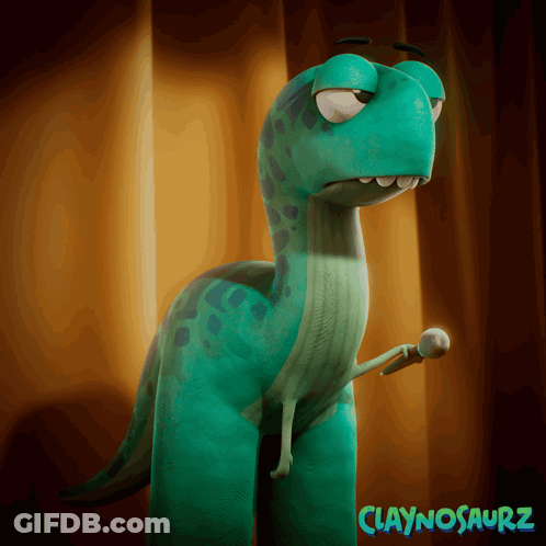 Claynosaurz Is The Name Of The Dinosaur In This Cartoon GIF
