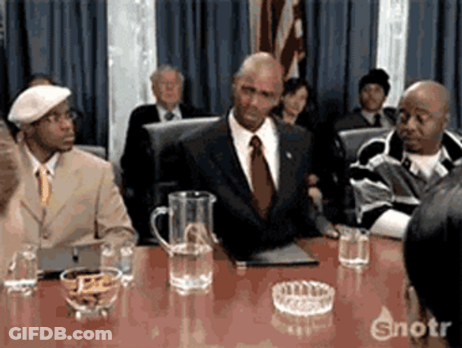 Clayton Bigsby Splashing Water At A Meeting GIF