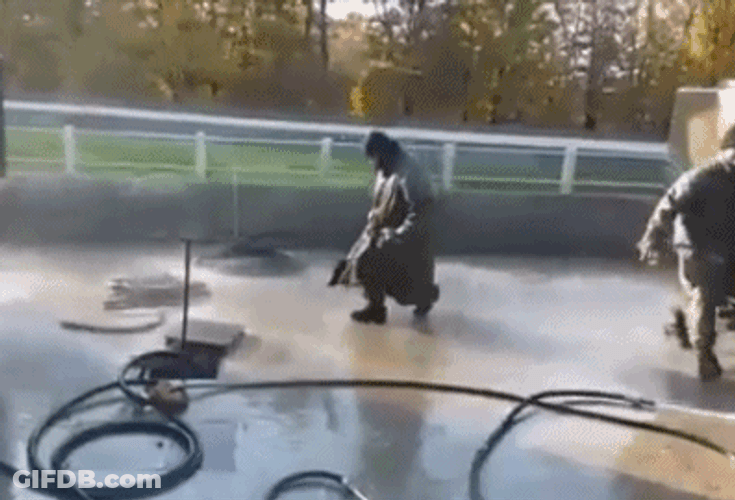 Cleaner Just Dance With Water Hose GIF