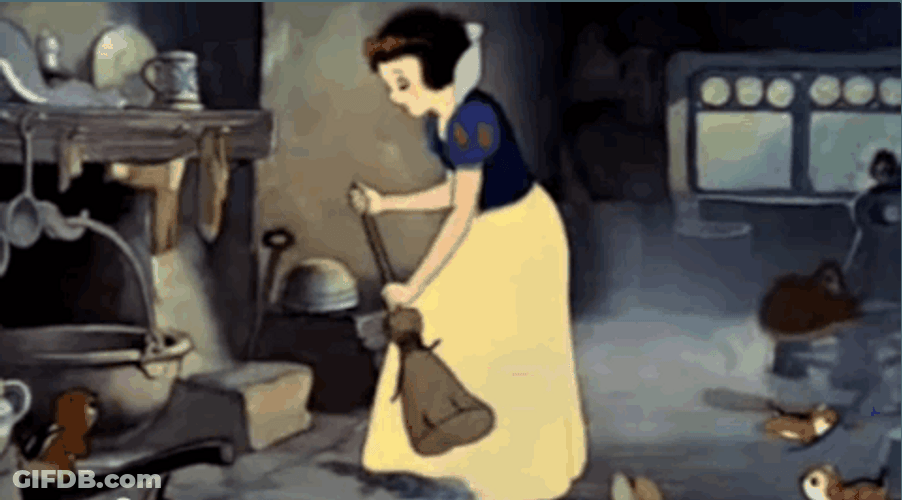 Cleaning Snow White GIF