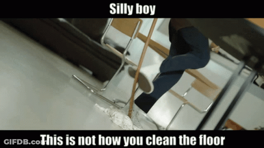 Cleaning The Floor With A Broken Mop GIF