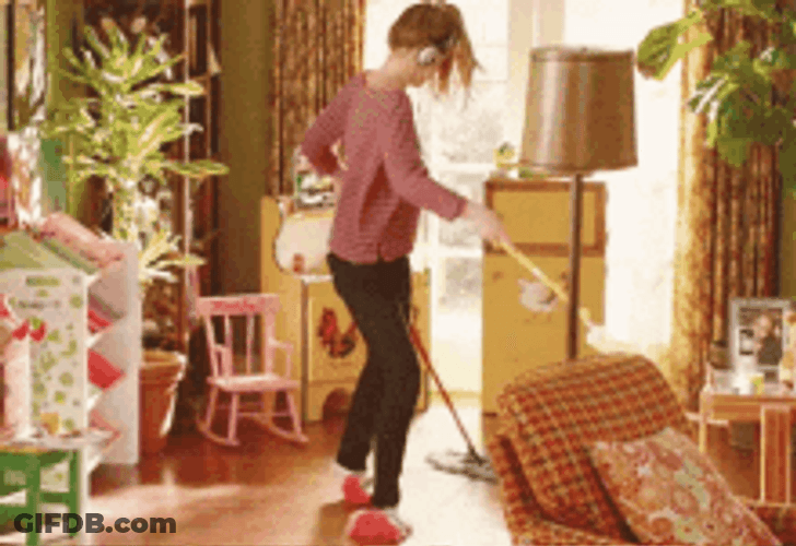 Cleaning While Listening To Music & Dancing GIF