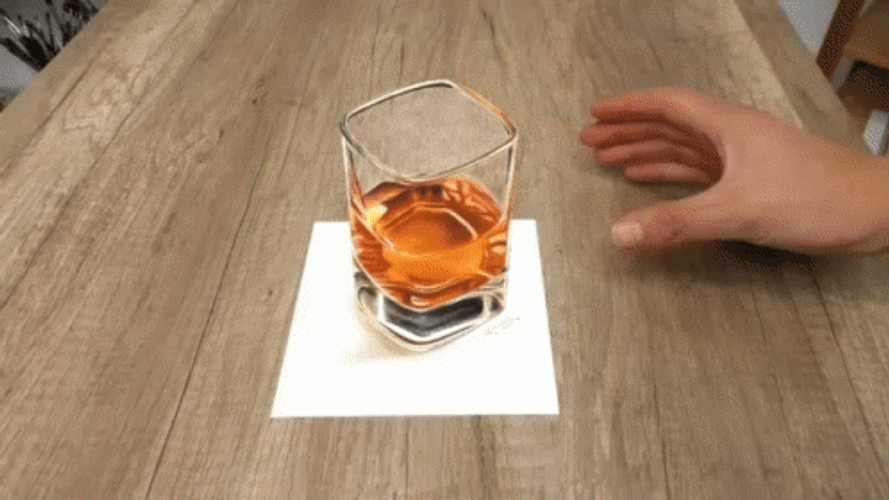 Clear Glass With Whiskey On The Top Of A Wooden Table GIF