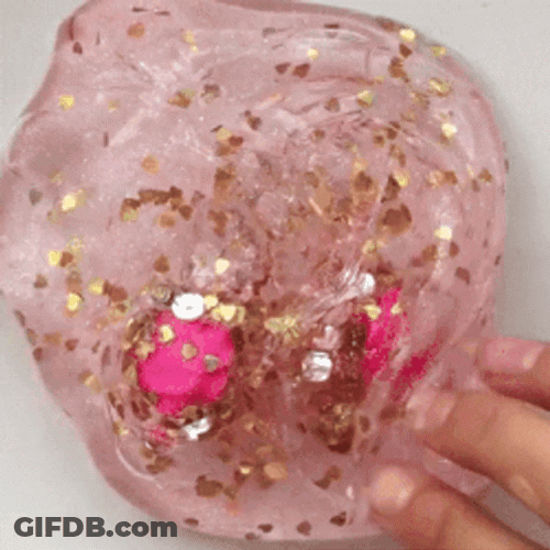 Clear Pink Slime With Charms GIF