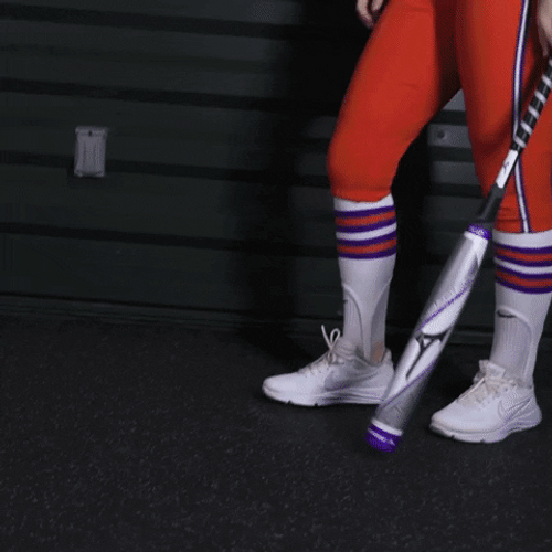Clemson Blonde Player Holding Baseball Bat GIF