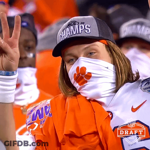 Clemson Fan Wearing Champs Hat GIF