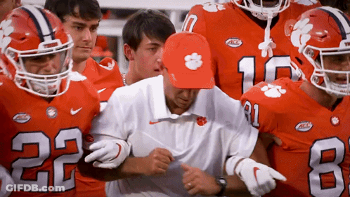 Clemson Football Players Gathered Around Coach GIF