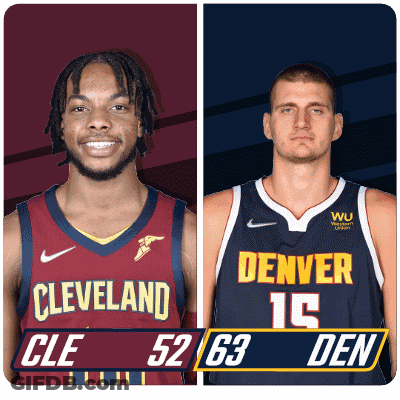 Cleveland And Denver Basketball Players Standing Together GIF