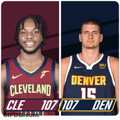 Cleveland And Denver Basketball Players Standing Together GIF