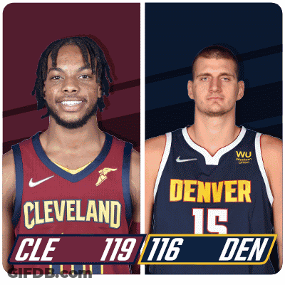 Cleveland And Denver Basketball Players Standing Together GIF